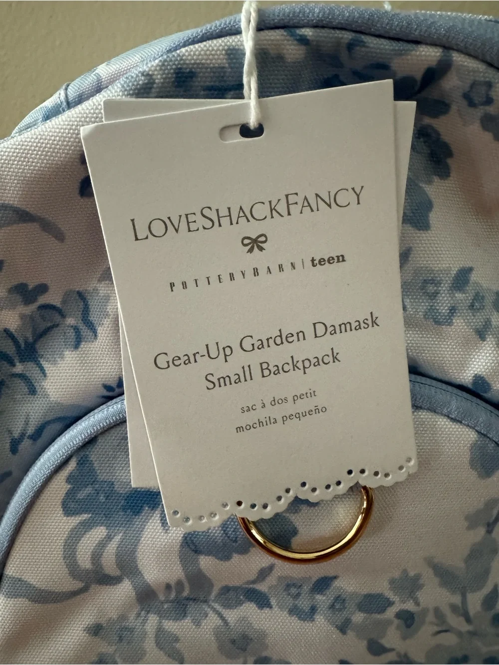 NWT - Pottery Barn Teen LoveShackFancy Pale Blue Floral Mini Backpack